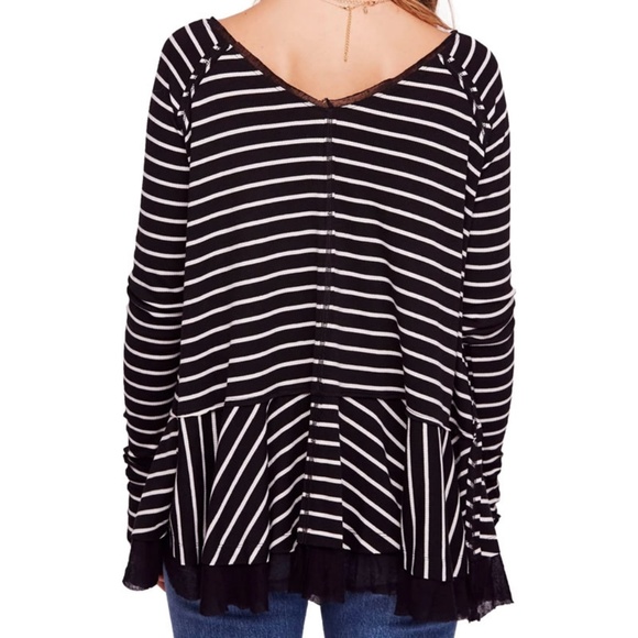 Free People Tangerine Long Sleeve Striped Tee - Picture 3 of 3